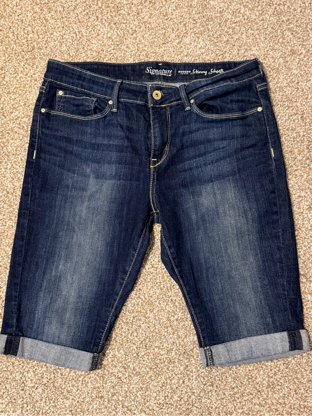 Signature by Levi Strauss Dark Indigo Cuffed Denim Bermuda Shorts